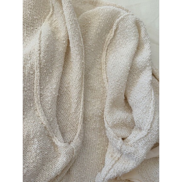 Ball of Cotton Knit Tie-Front Cardigan Cream 100% Rayon Large Made in USA - Picture 14 of 16